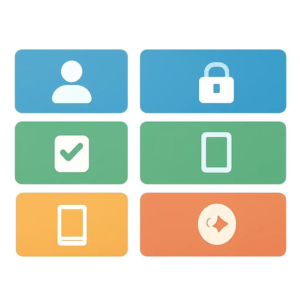 Infographic comparing options using coloured bars and icons only, no text or labels, flat design, Teen Patti Master Registration and Login Steps