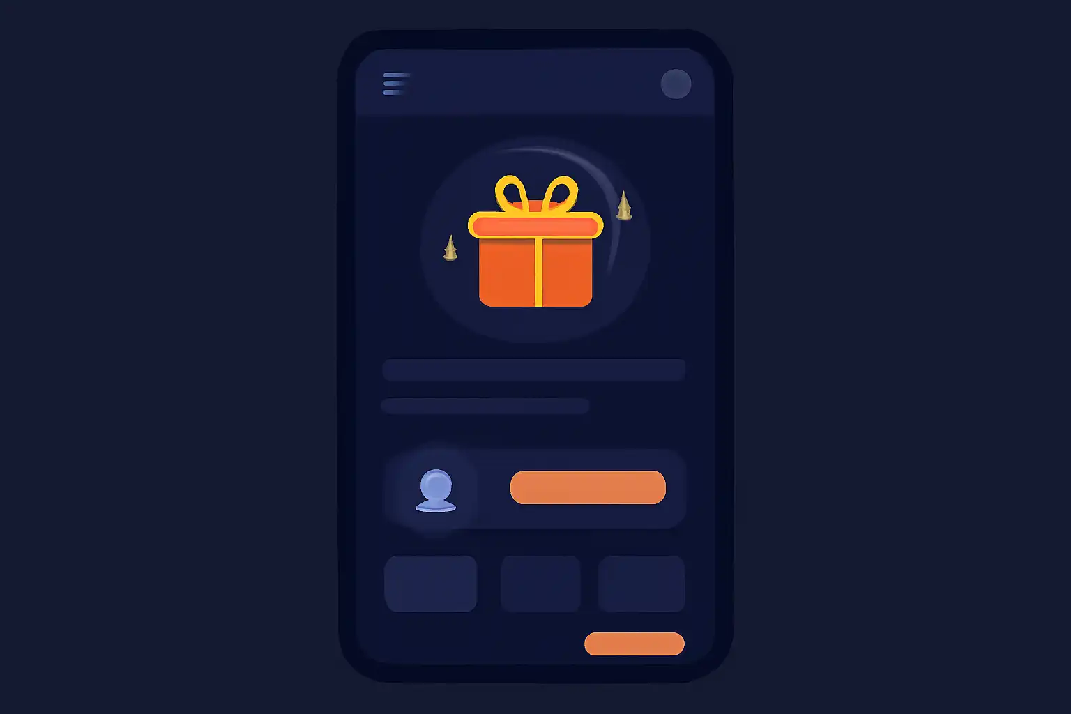 Detail screen: referral rewards, mobile-first UI mockup, dark theme
