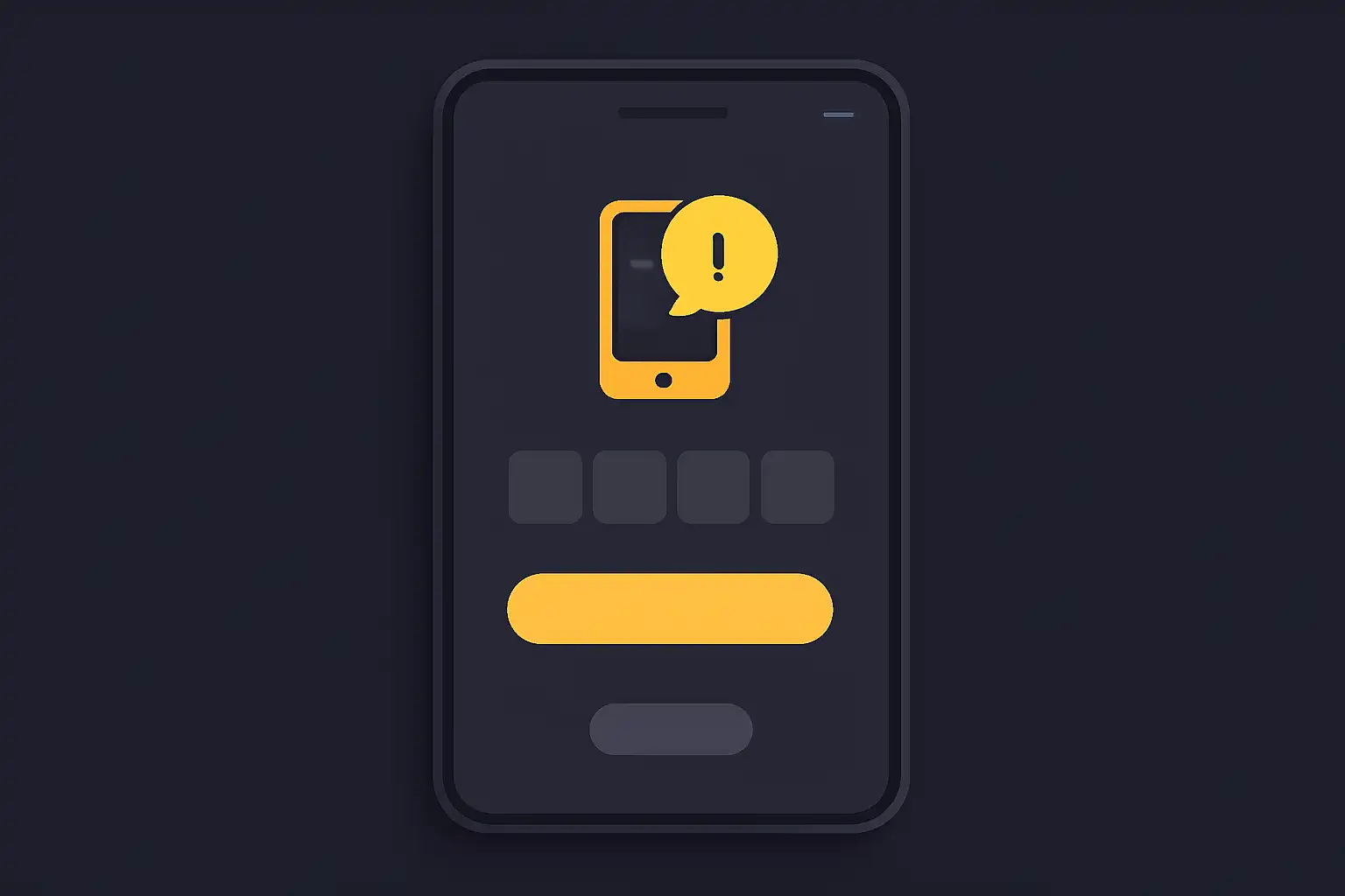 Detail screen: otp not received, mobile-first UI mockup, dark theme