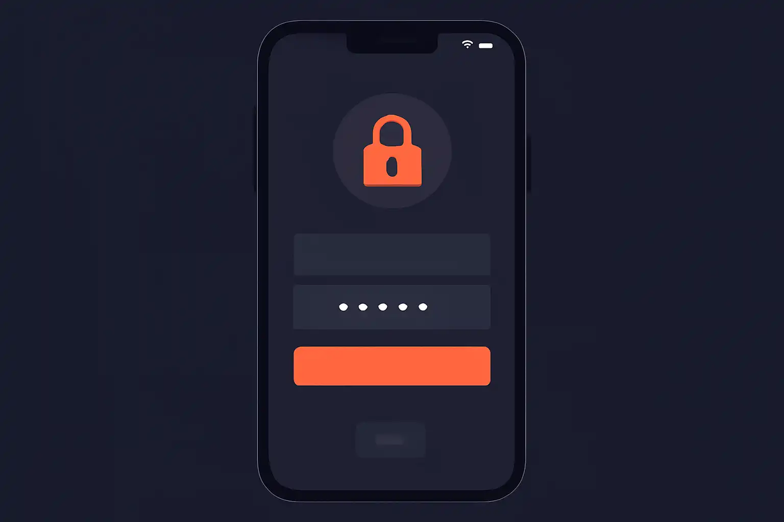Detail screen: password reset, mobile-first UI mockup, dark theme