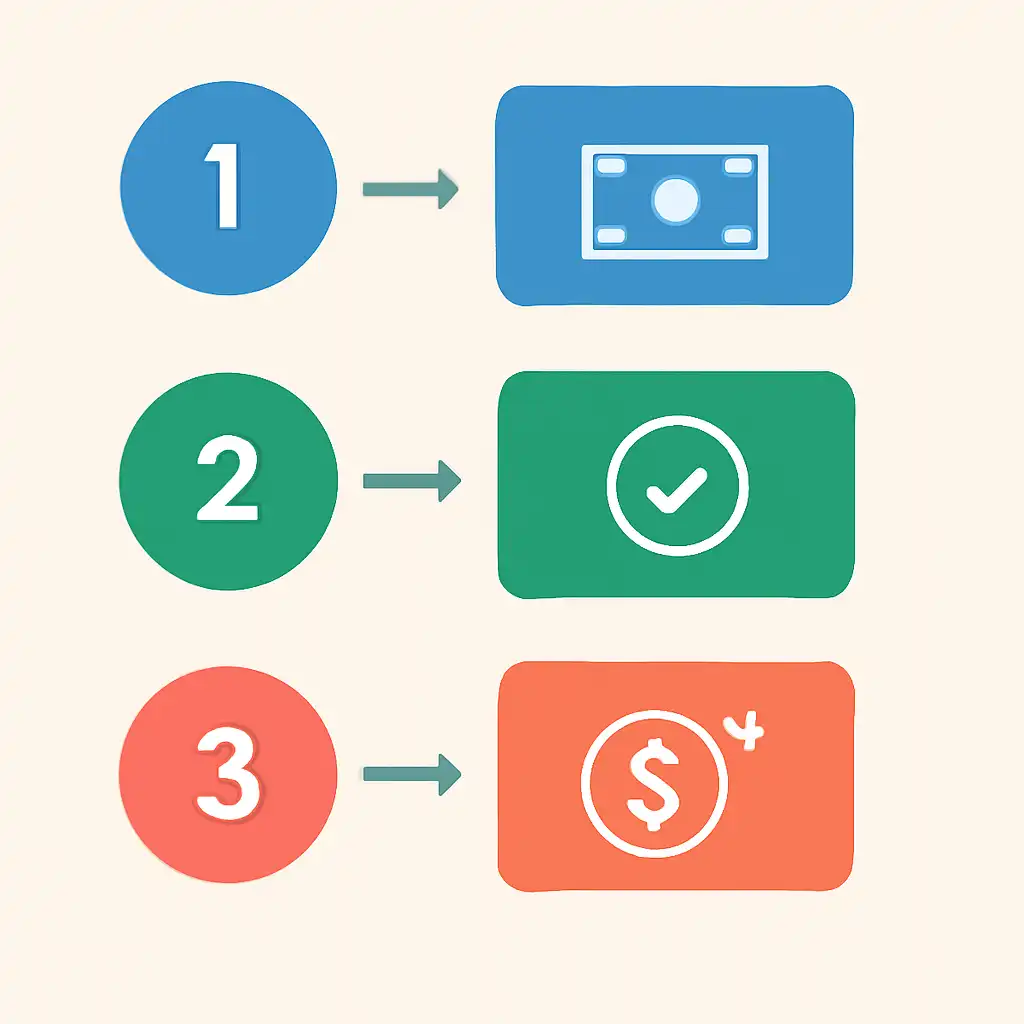 Annotated step diagram: wagering requirements process with numbered callouts