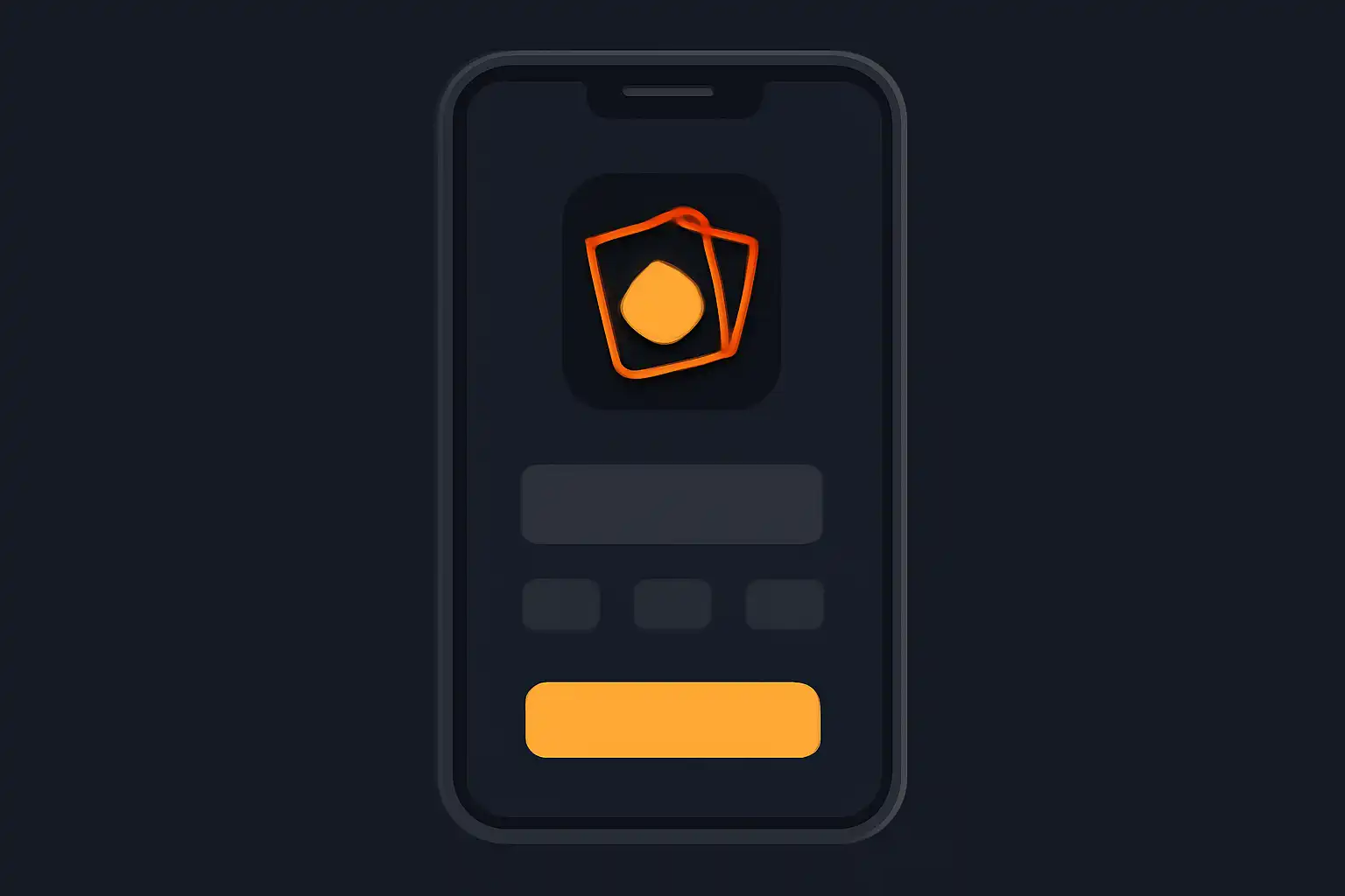 Detail screen: ios app install, mobile-first UI mockup, dark theme