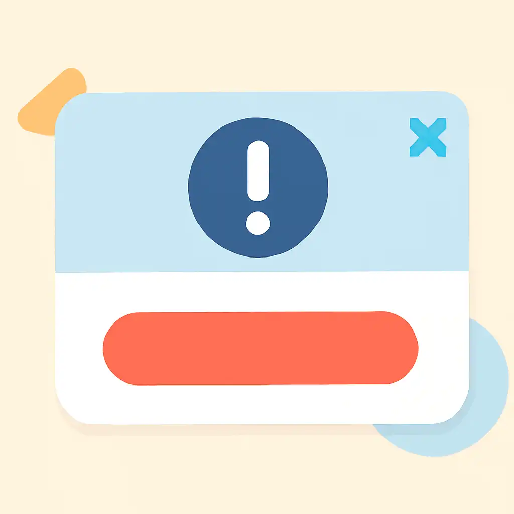 Close-up of button or form field for app update problems
