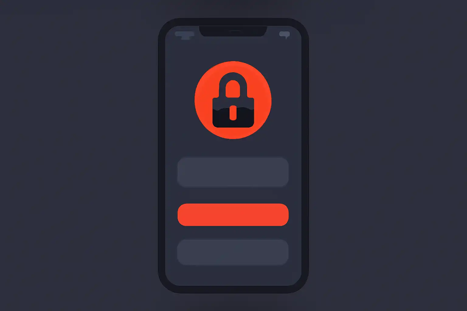 Detail screen: account locked, mobile-first UI mockup, dark theme