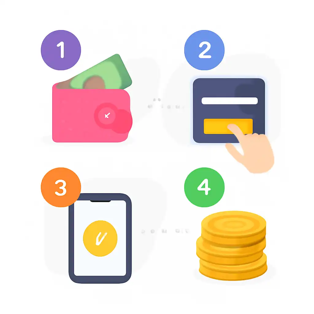 Annotated step diagram: minimum deposit process with numbered callouts
